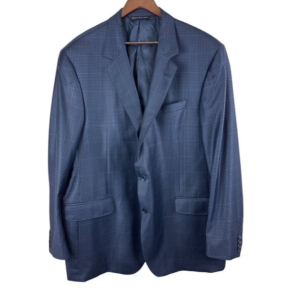 Coppley 1883 Men's Blazer 100% Wool Blue Black Check Two Button Lined Size 46 - Picture 2 of 11